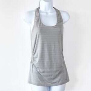 Patagonia Tank Top Small Grey Stripe Racer Back Ruch Sides